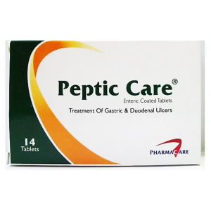 Peptic - Care ( Clarithromycin 250 mg + Tinidazole 500 mg + Omeprazole 20 mg ) 14 enteric-coated tablets